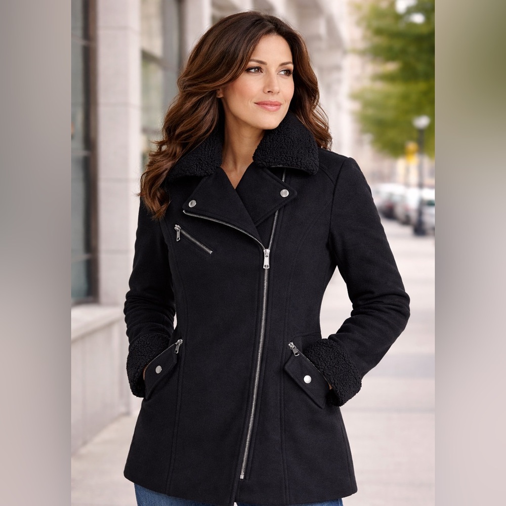 NWT! COFFEESHOP! Women’s Wool Coat, Black, sz L